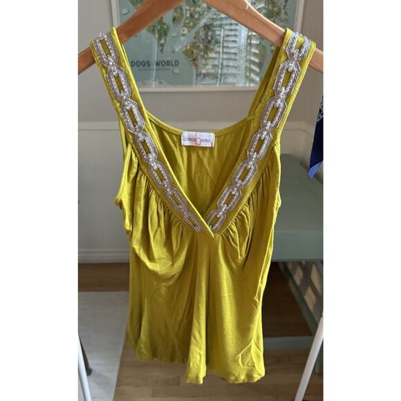 VTG Y2K Babydoll Cami Tank Top S Green Chain link Boho Chic Fairy Babydoll Club - Picture 1 of 7